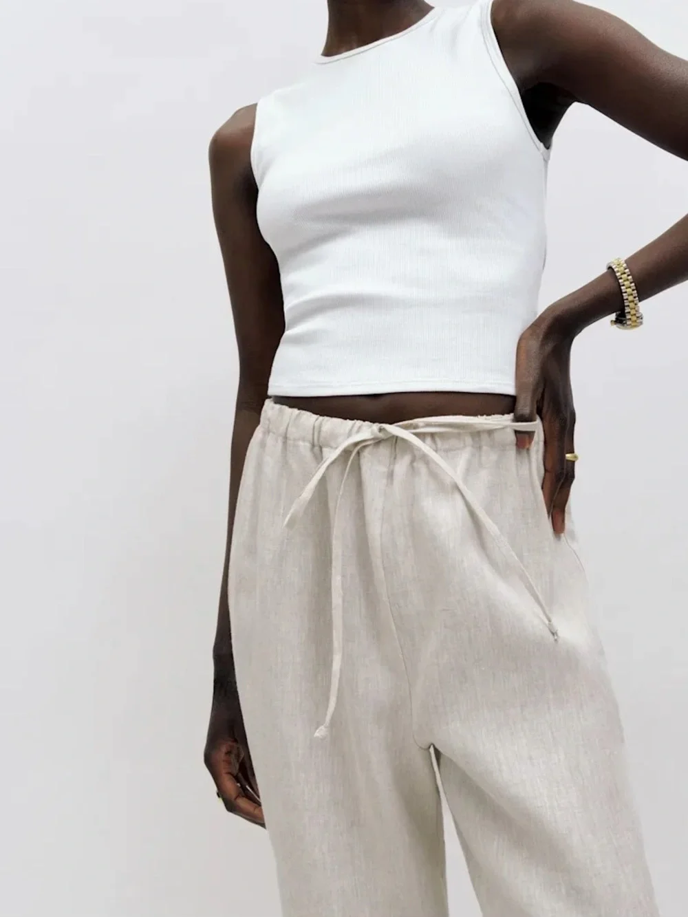 Reformation Olina Linen Pant in Oatmeal Beige Tan Size S NWOT